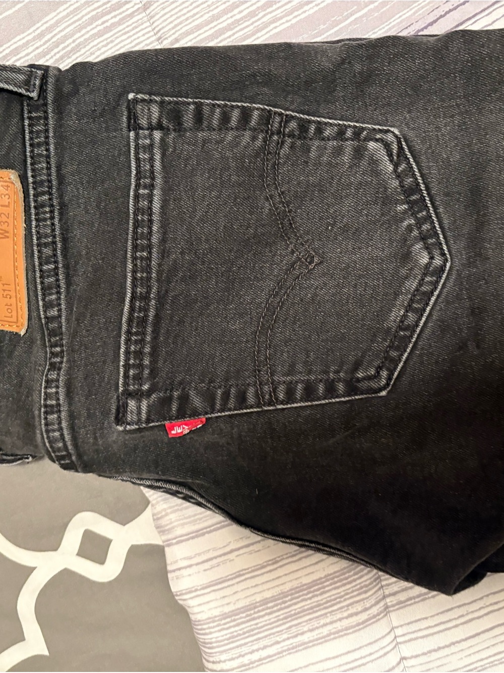 Levi's Black Slim Straight Jeans with Red Tab